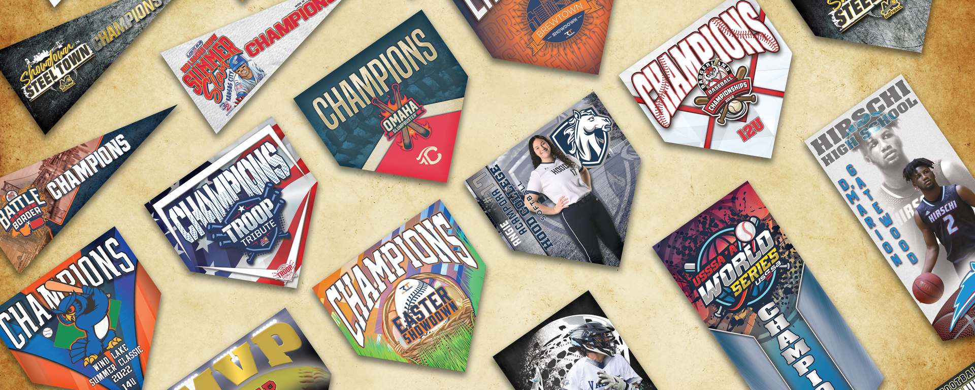 Collectible Canvas Custom Home plates, banners and pennants for high school athletes and tournaments