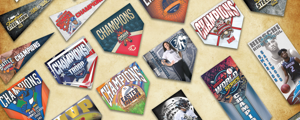 Collectible Canvas Custom Home plates, banners and pennants for high school athletes and tournaments