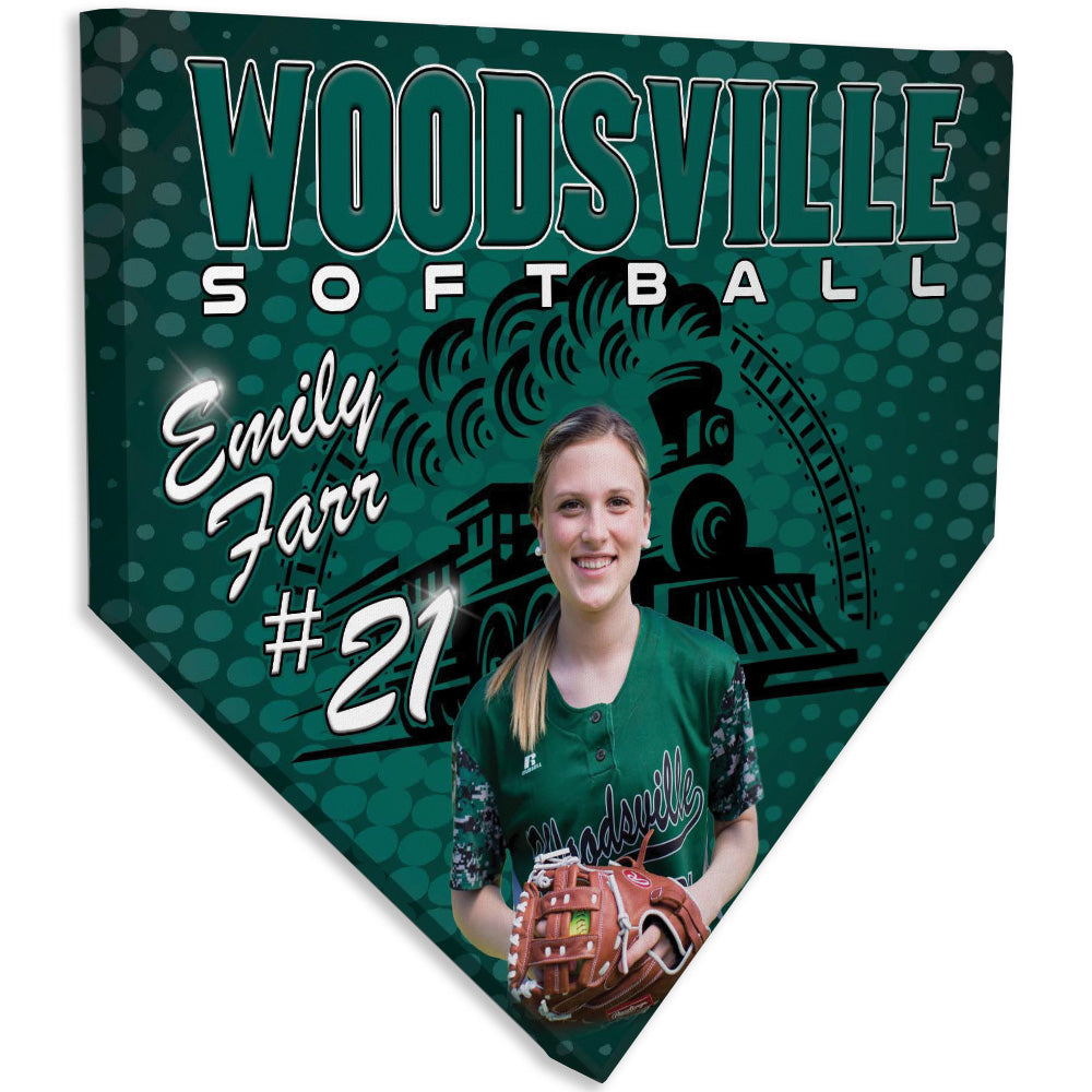 Collectible Canvas Halftone Home Plate for Woodsville Softball