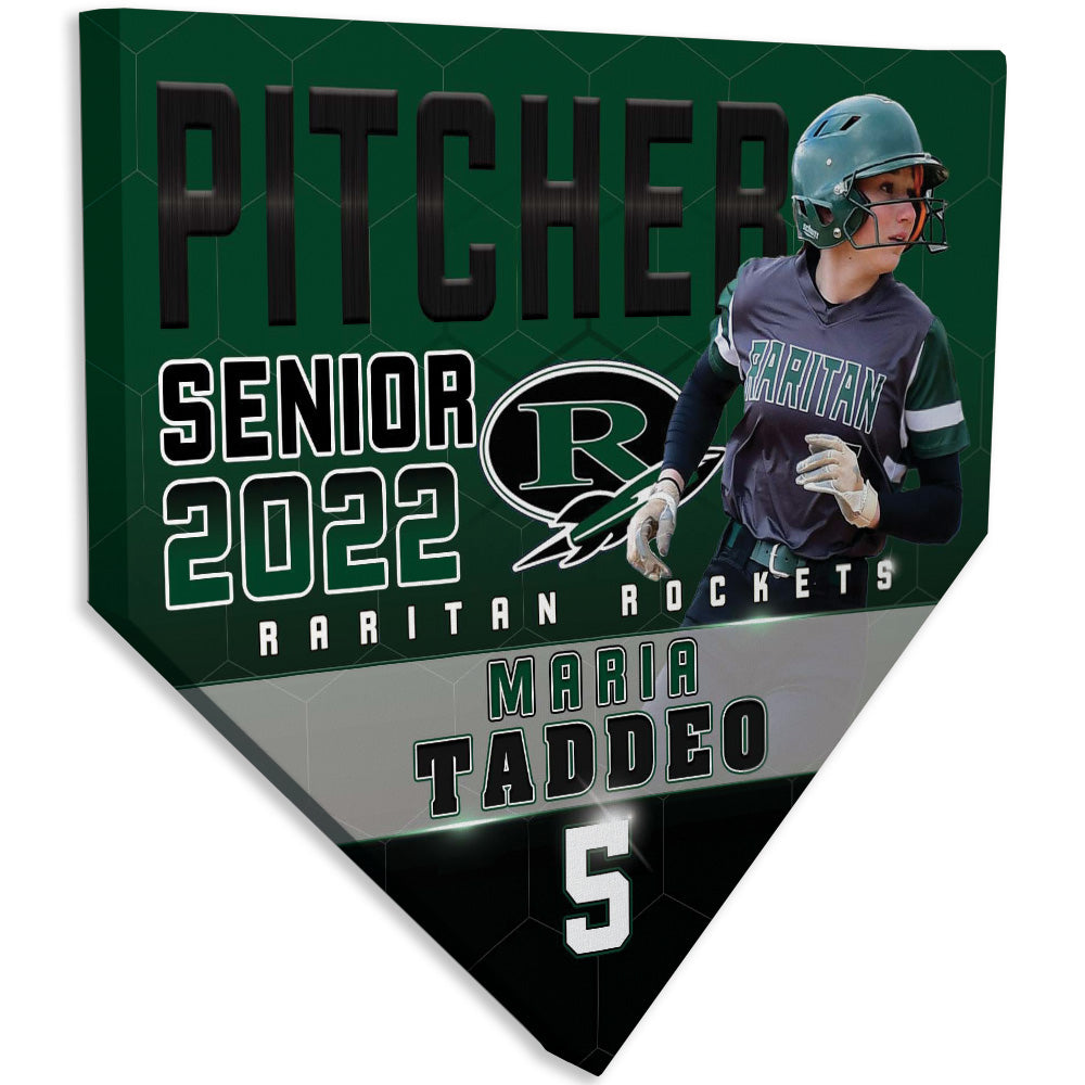 Collectible Canvas Athlete Honor Style Home plate for Maria Taddeo Pitched Raritan Rockets Senior 2022