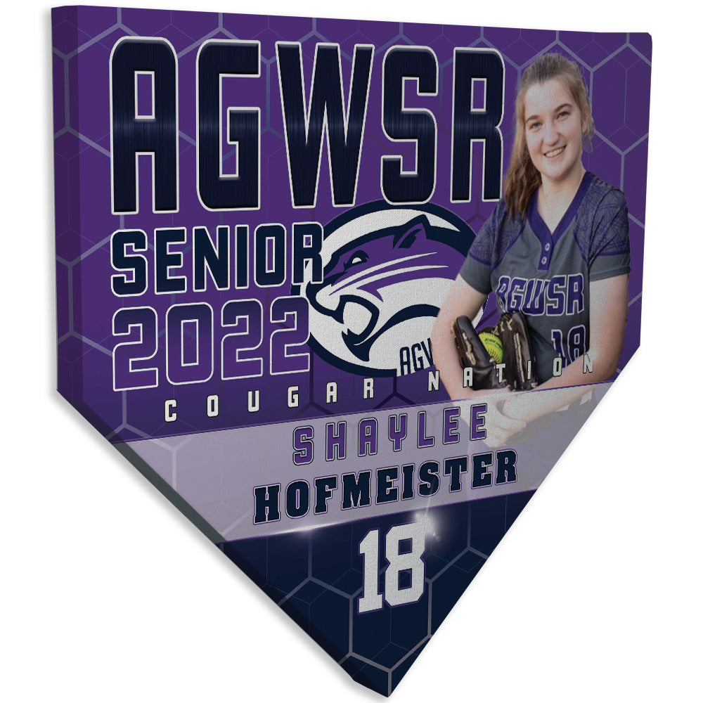 Collectible Canvas Athlete Honors Style Home Plate for Shaylee Hofmeister number 18 from AGWSR