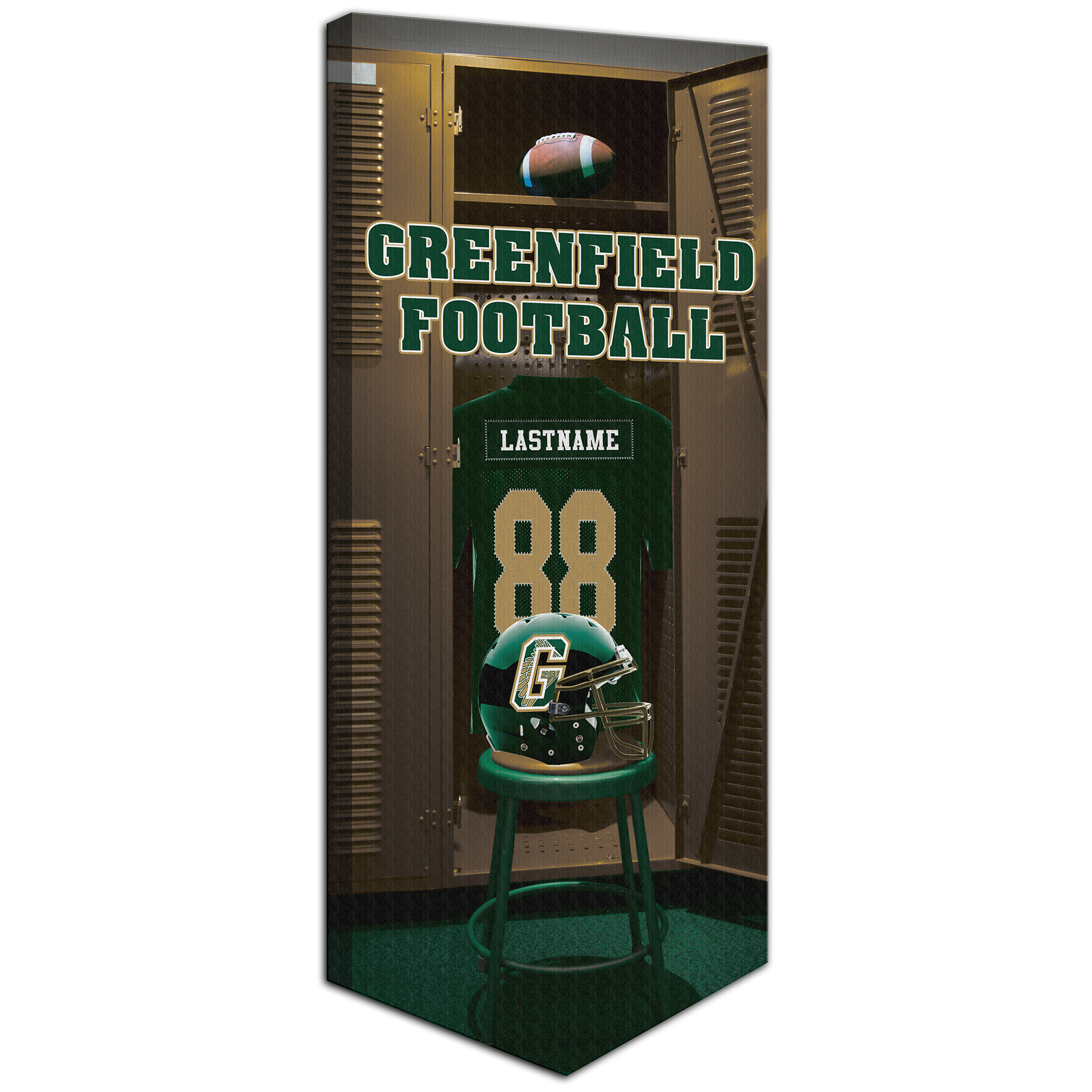 Collectible Canvas Football Locker room Banner for Greenfield High School