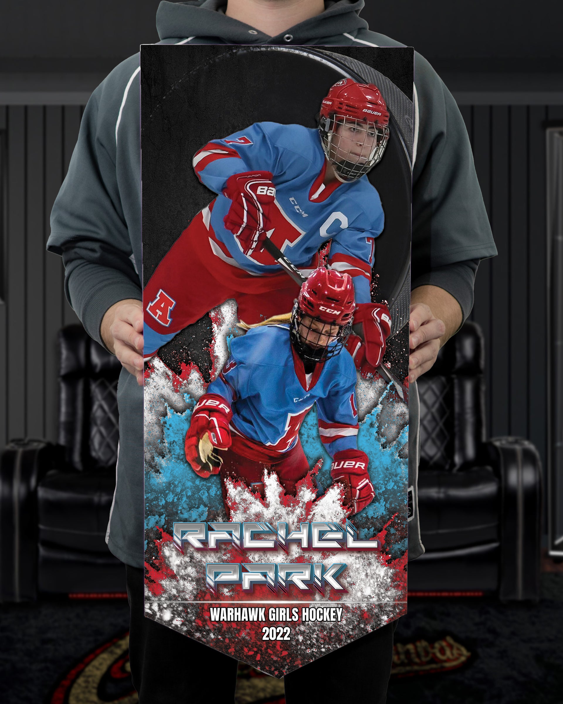 Held Collectible Canvas Dust Banner for Hockey Athletes