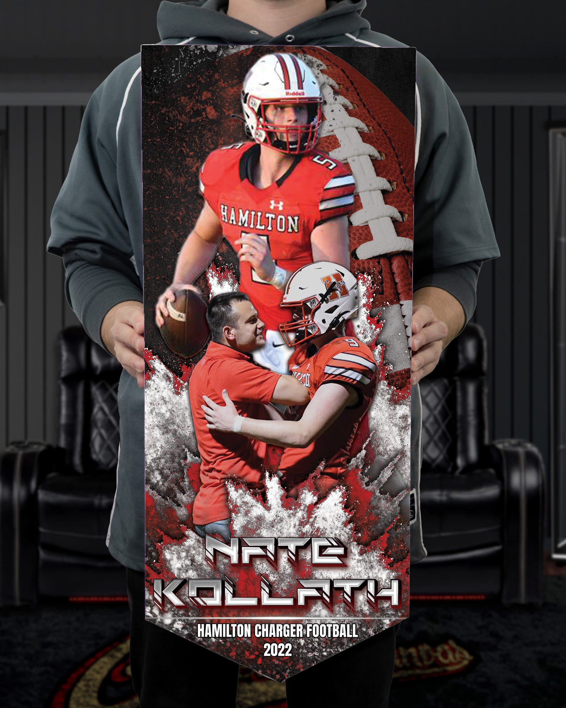Held Collectible Canvas Dust Banner for Football Athletes