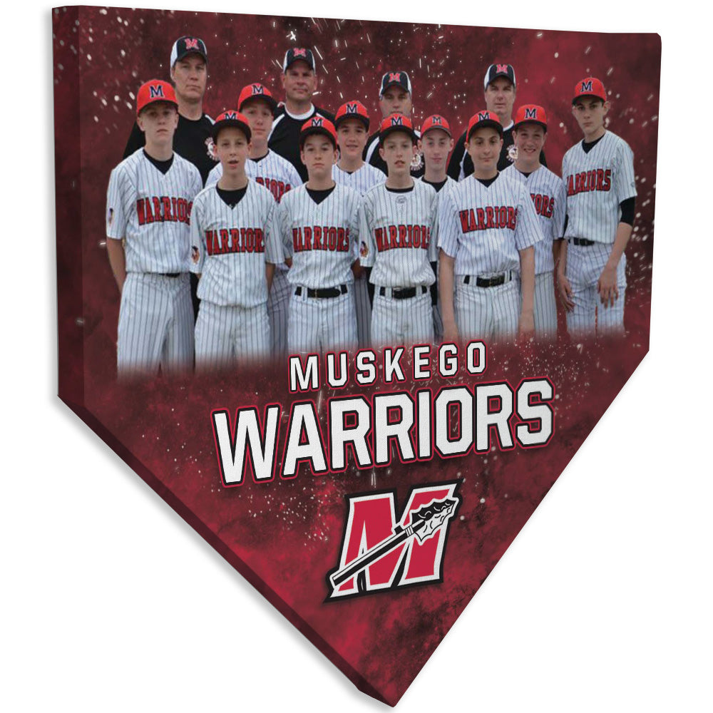 Collectible Canvas Cloudspark Style Home Plate for the Muskego Warriors