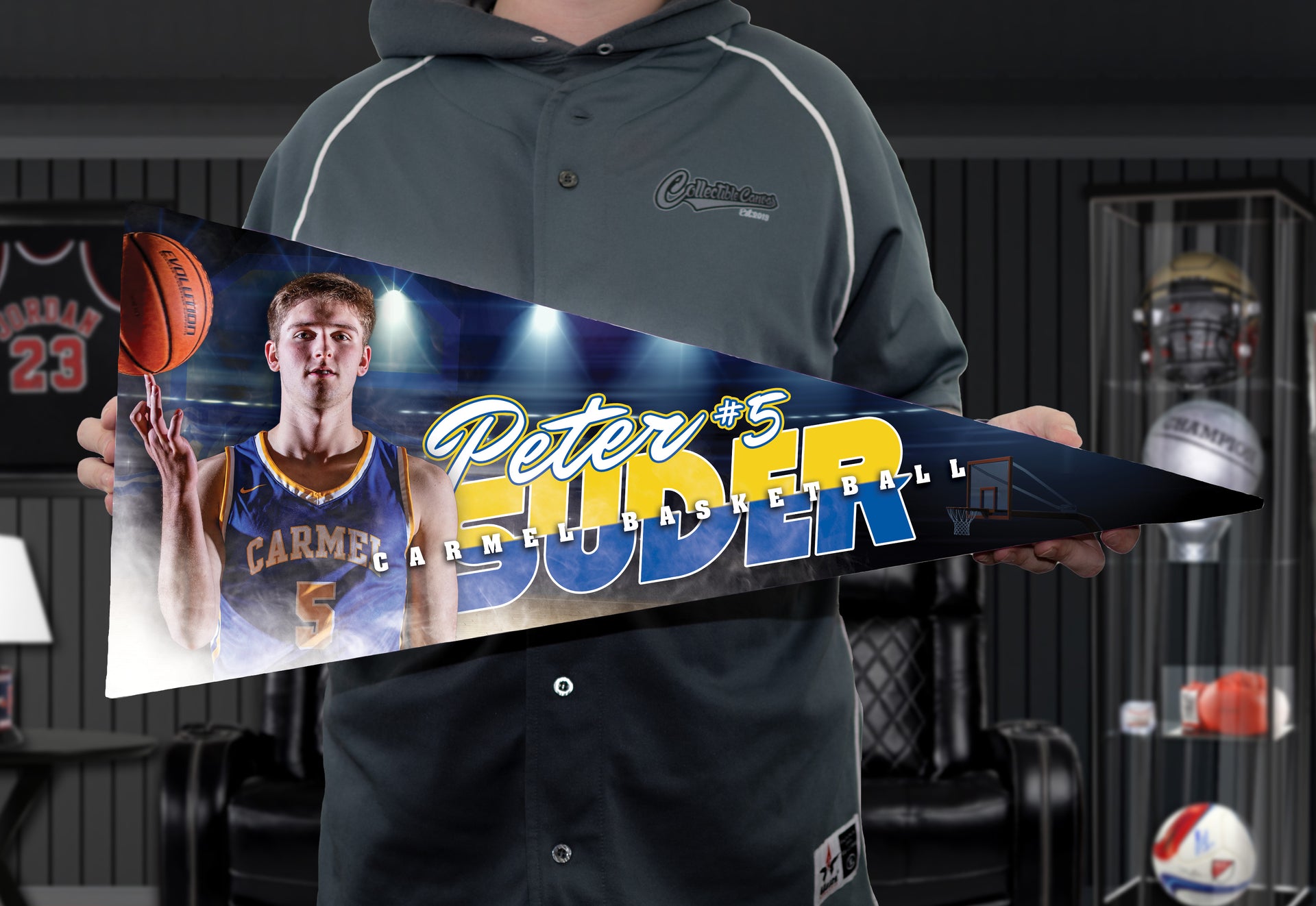 Held Collectible Canvas Stadium Lights Template for Carmel Basketball
