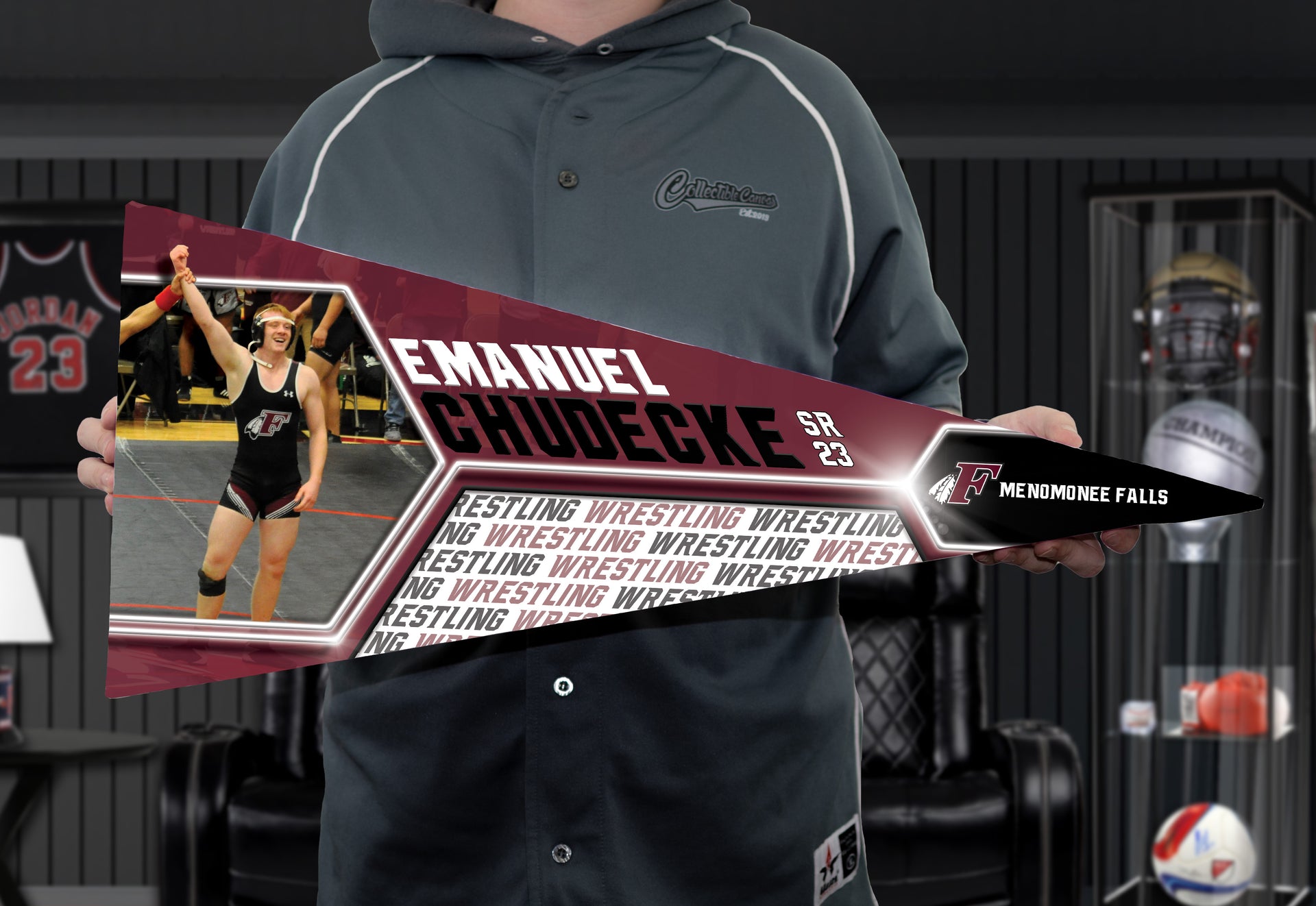 Held Collectible Canvas Weight Class Template for Wrestler Emanuel Chudecke